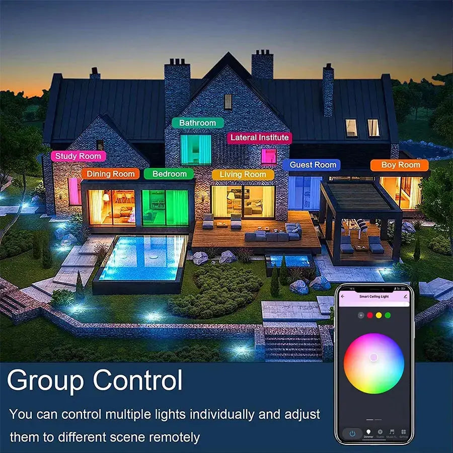 Tuya Smart WiFi Ceiling Light 24W 220V RGB Circular Ambient Lamp APP Control Work With Alexa Google Home For Bedroom Home Decor Elektrofy