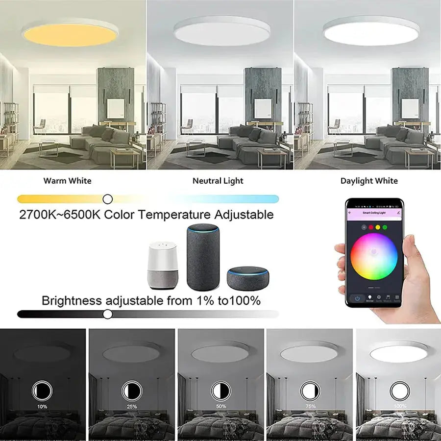 Tuya Smart WiFi Ceiling Light 24W 220V RGB Circular Ambient Lamp APP Control Work With Alexa Google Home For Bedroom Home Decor Elektrofy