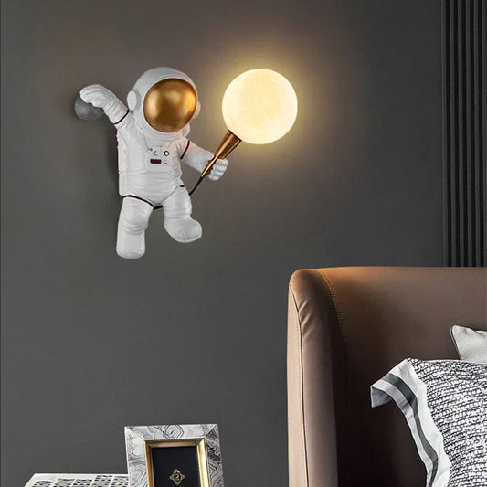 Nordycka lampa LED astronauta księżyc, dekoracja do pokoju dziecięcego Mój sklep