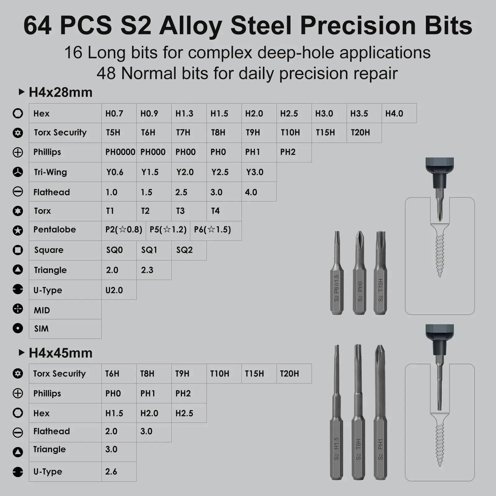 Precision Electric Screwdriver Set 68 in 1 Cordless