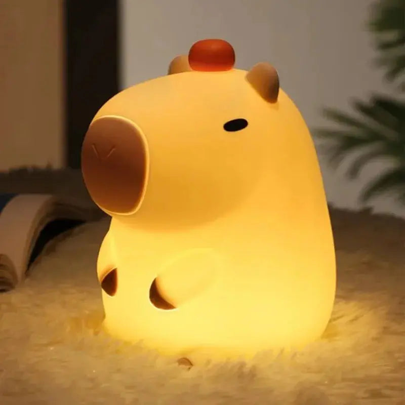 Capibala Cute Night Light USB Rechargeable Bedroom Sensor Tap Light Sleep Companion Bedside Desk Lamp Birthday Gift Elektrofy