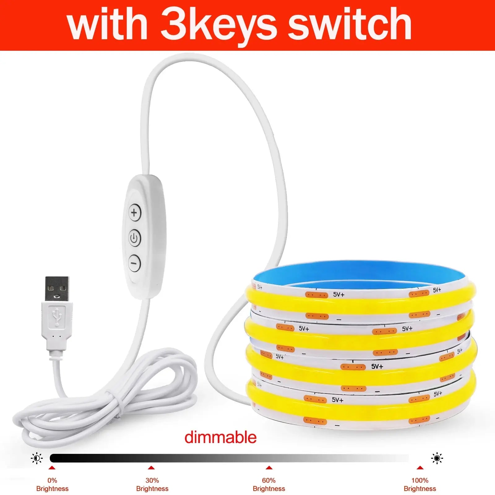 5V COB USB Dimmable LED Strip Elektrofy