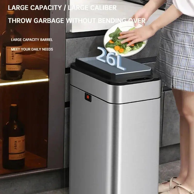 Garbage Bin 60/50/40/30/20/15/9L Large-capacity Stainless Steel Smart Sensor Trash Can Automatic Waste Bins Kitchen Trash Can Elektrofy