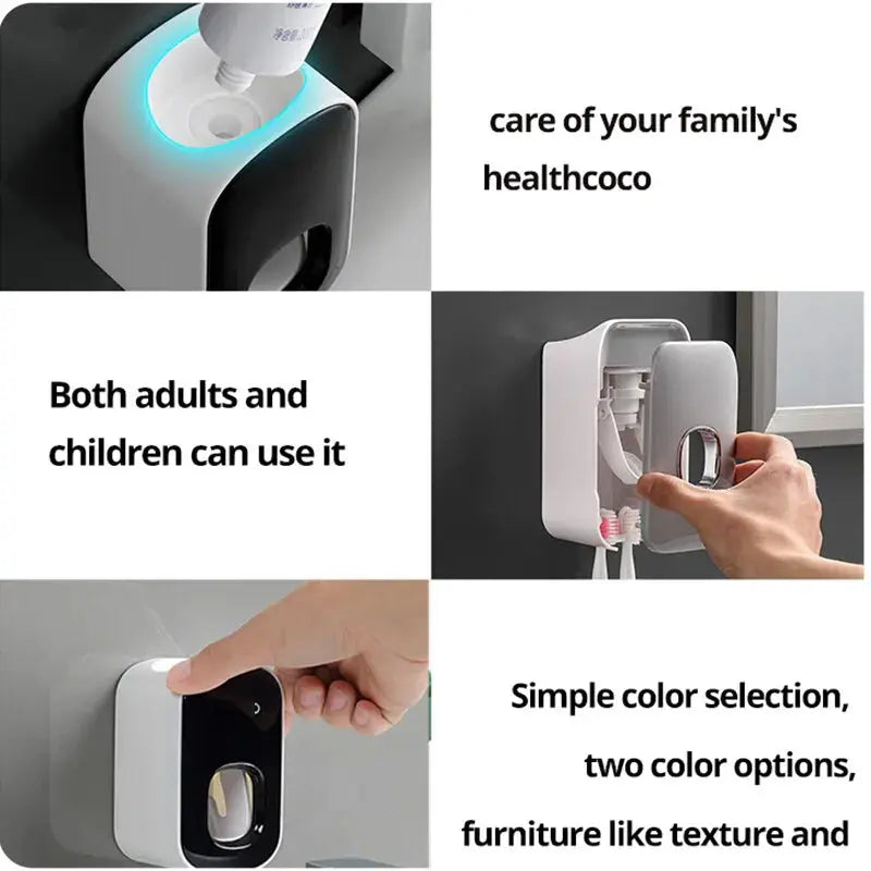 1pc Waterproof Toothpaste Squeezer Automatic Toothpaste Dispenser Wall Mount Bathroom Bathroom Accessories Toothbrush Holder Elektrofy