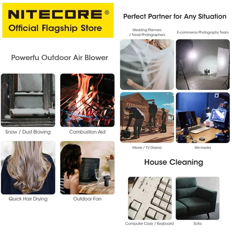 NITECORE CW20 Outdoor Camping Fan Multipurpose Pocket Photography Fan Electric Portable Air Blower for Short Video Cleaning Elektrofy