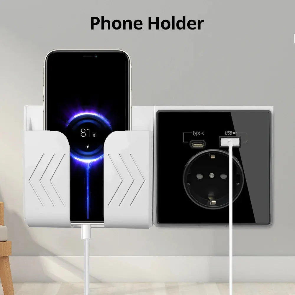 Type-C A Interface Outlet Acrylic Mirror Crystal Panel Black Wall EU Russia Spain French Socket With USB Charge 5V 2100mA Holder Elektrofy