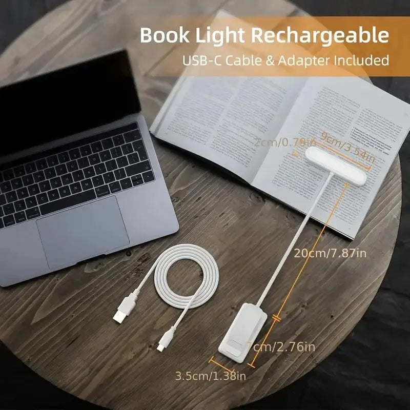 USB Rechargeable Book Light 3 Color Adjustable LED Reading Lamp with Clamp Eye-Care Night Light for Bed, Study Desk Elektrofy