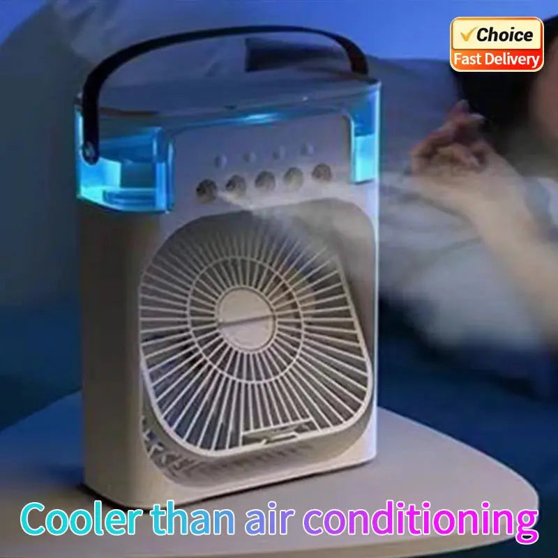 New 3 In 1 Portable Fan AIr Conditioner Household Mini Air Cooler LED Night Light Humidifier Air Adjustment Fan Office Home Fan Elektrofy