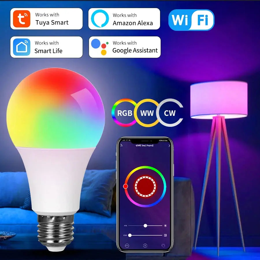 AC 220V 110V Tuya Smart WiFi LED Light Bulb E27 10W 15W 20W Alexa LED Lamp Smart Life APP Google Assisatnt Echo Voice Control Elektrofy
