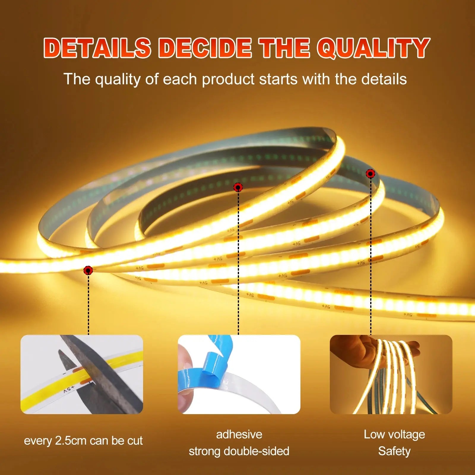 5V COB USB Dimmable LED Strip Elektrofy