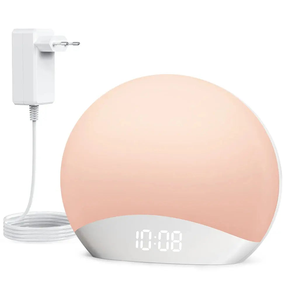 Awakening Wake Up Sunrise Alarm Clock Table Clock Dimmable with 3 Ring 8 Nightlight 26 Sound Sleep Timer Night Light Elektrofy