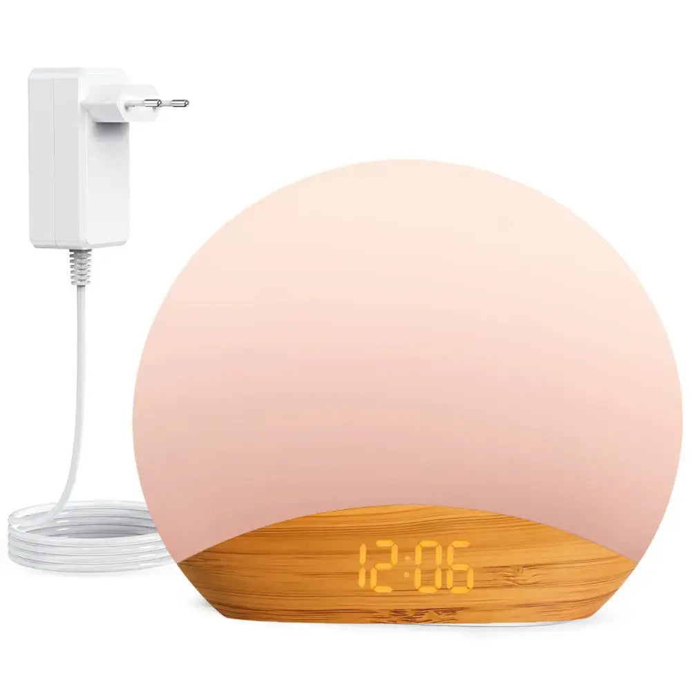 Awakening Wake Up Sunrise Alarm Clock Table Clock Dimmable with 3 Ring 8 Nightlight 26 Sound Sleep Timer Night Light Elektrofy