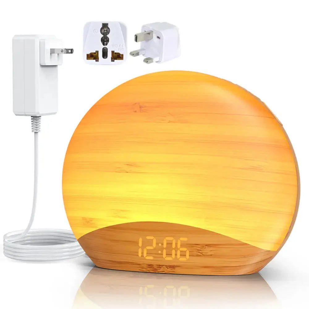 Awakening Wake Up Sunrise Alarm Clock Table Clock Dimmable with 3 Ring 8 Nightlight 26 Sound Sleep Timer Night Light Elektrofy