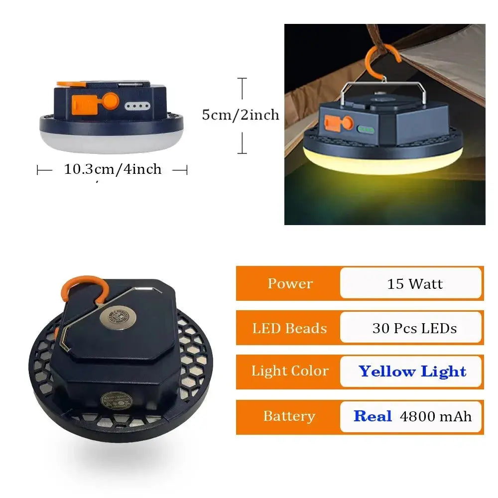 Rechargeable Powerful Light/Powerbank Camping Lantern with Magnet Strong Light Portable Flashlights LED Tent Lights Work Repair Lighting Elektrofy