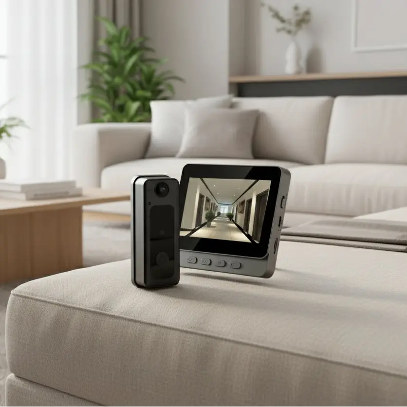 2.4G Wireless Visual Intercom Doorbell with 4.3in IPS screen 170° fisheye lens BT interconnect and indoor display