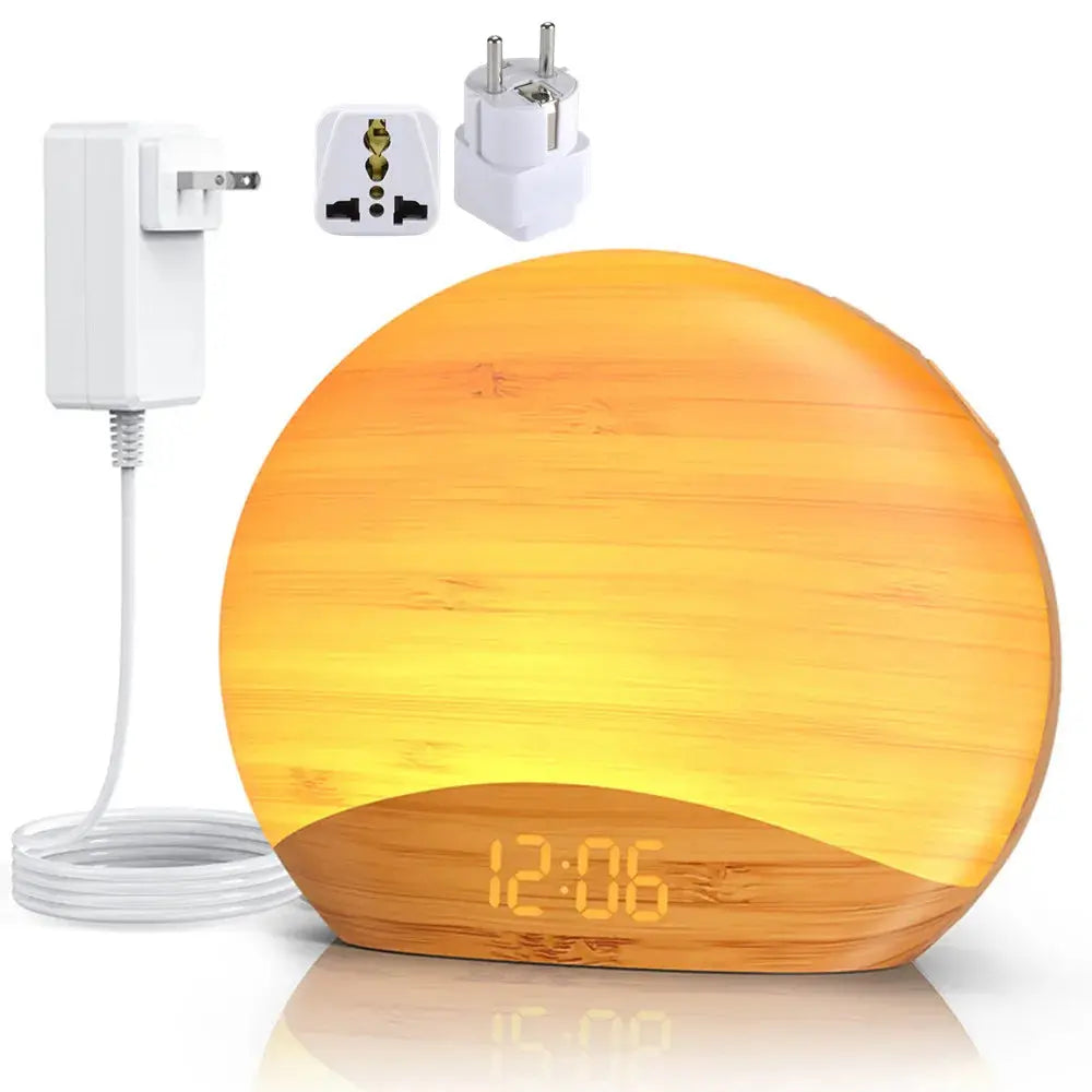 Awakening Wake Up Sunrise Alarm Clock Table Clock Dimmable with 3 Ring 8 Nightlight 26 Sound Sleep Timer Night Light Elektrofy