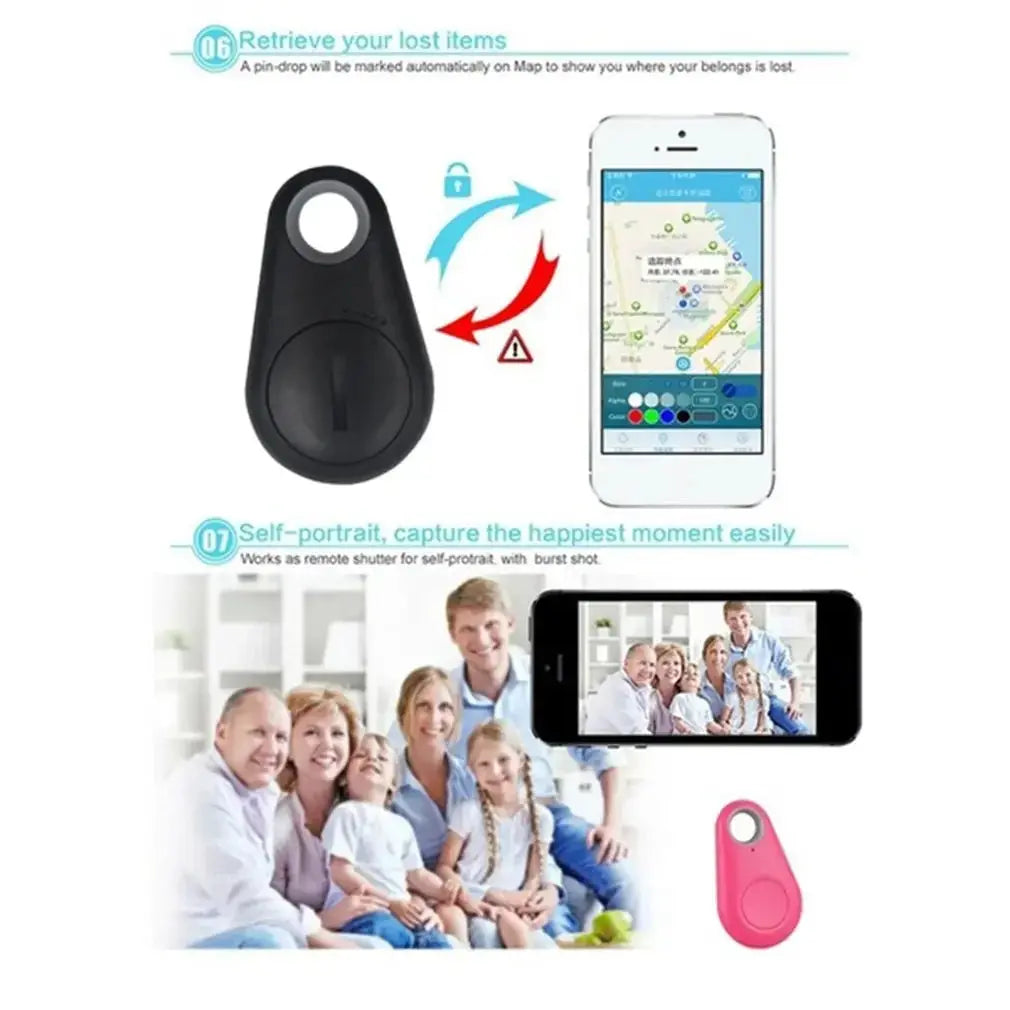Mini Bluetooth anti-lost finder DIXSG ABS tag 52x31x11mm Bluetooth 4.0 CR2032 battery range up to 25m