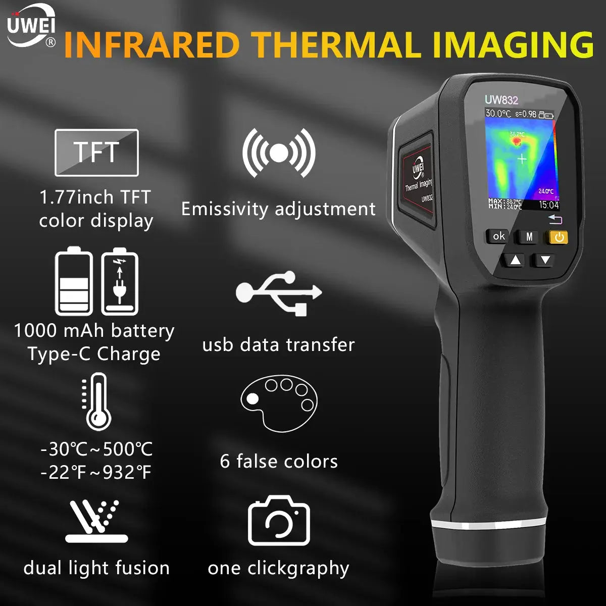 UWEI Thermal Camera USB Rechargeable 8GB Elektrofy