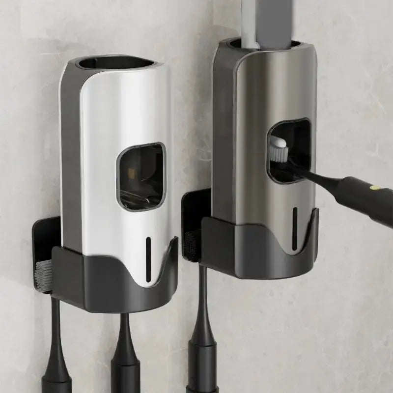 Automatic Toothpastes Dispenser with Toothbrushes Holder Wall Mount 3 Level Electric Toothpastes Squeezer Bathroom Accessory Elektrofy