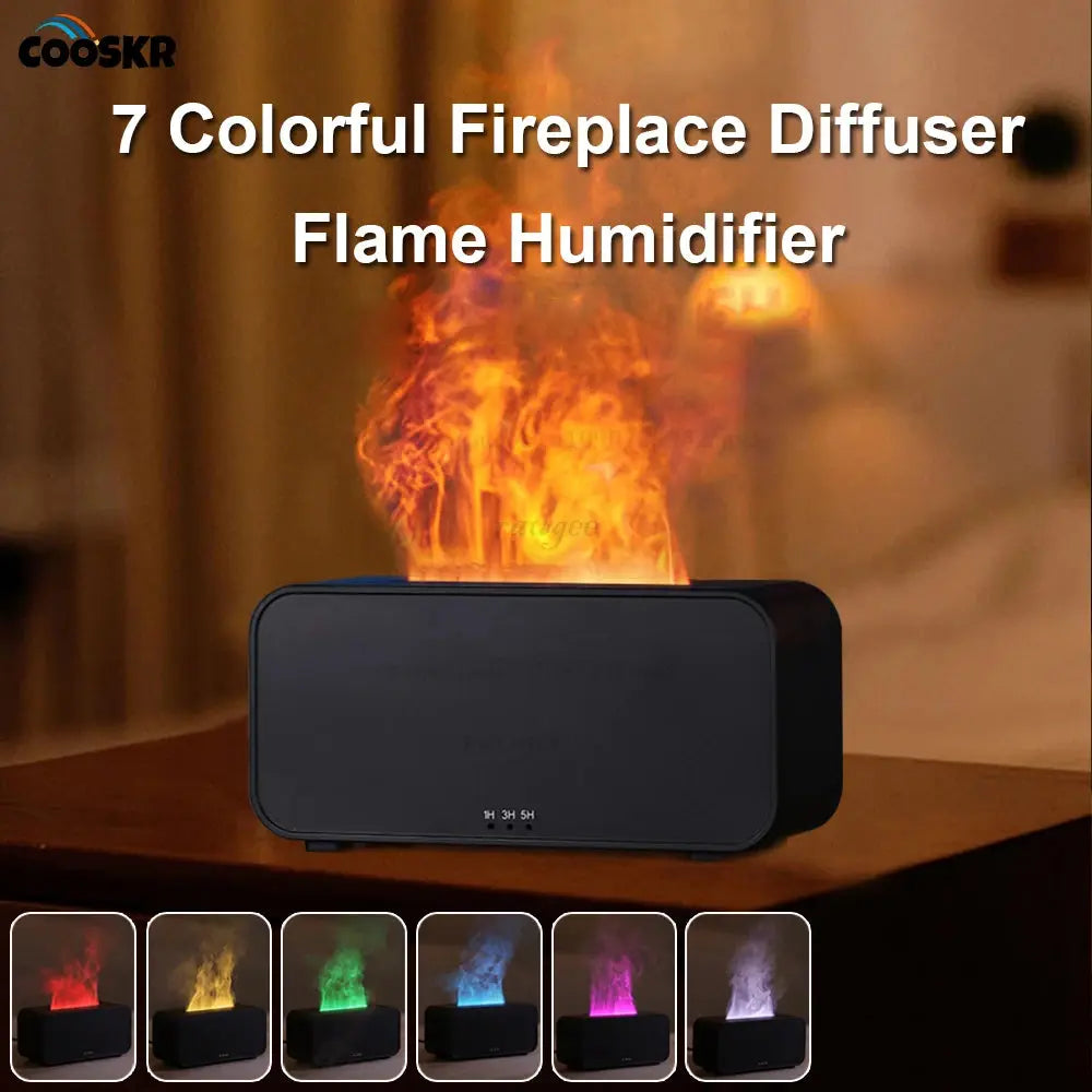 Aroma Diffuser Mini 7 Colorful Flame Air Humidifier Add Essential Oil Aromatherapy with Timing Setting for Home Bedroom Office Elektrofy