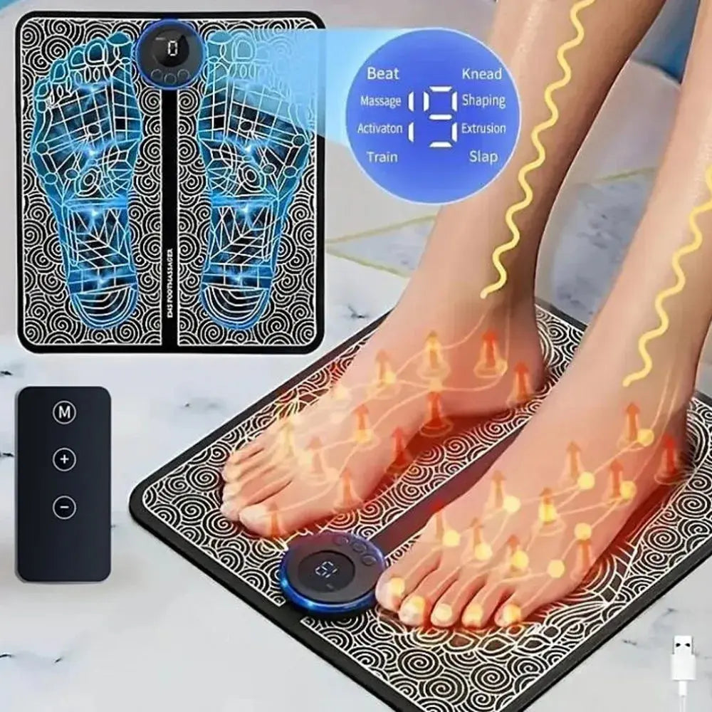 EMS Foot Massager, Pad Remote Controlable Pain Relief Relaxation Foot Massage Pad Muscle Stimulation Improve Blood Circulation Elektrofy