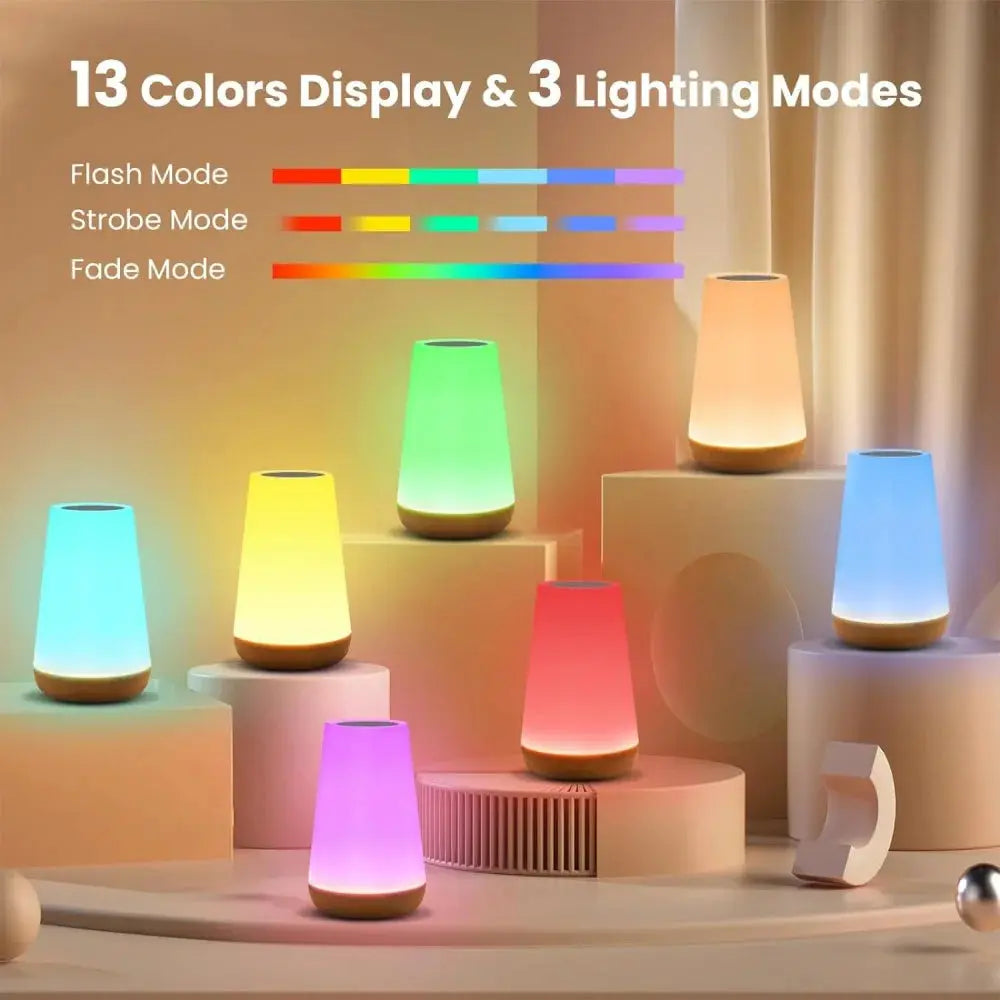 Usb Rechageable Dimmable Touch Lamp Bedroom Portable Table Bedside Night Lamp 13 RGB Colors Night Lights Baby Kids Night Light Elektrofy