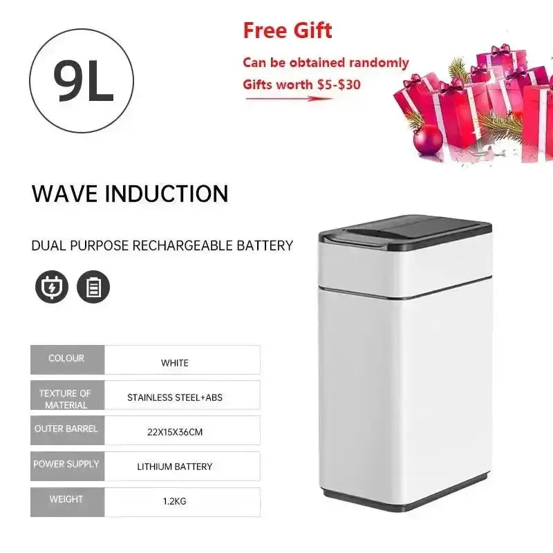 Garbage Bin 60/50/40/30/20/15/9L Large-capacity Stainless Steel Smart Sensor Trash Can Automatic Waste Bins Kitchen Trash Can Elektrofy