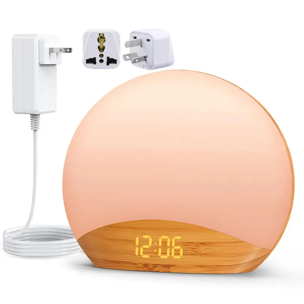 Awakening Wake Up Sunrise Alarm Clock Table Clock Dimmable with 3 Ring 8 Nightlight 26 Sound Sleep Timer Night Light Elektrofy