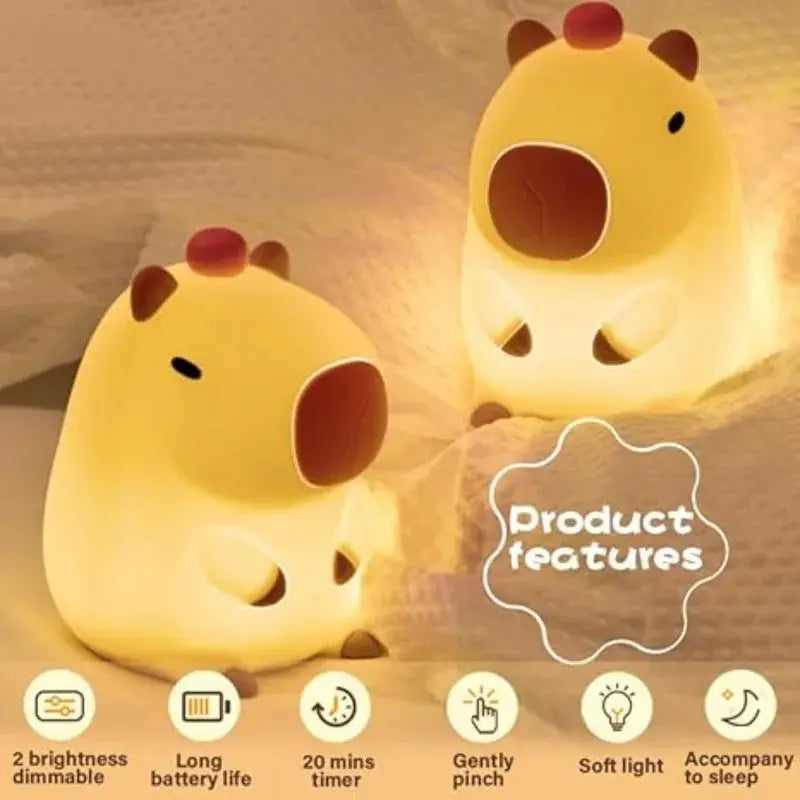 Capibala Cute Night Light USB Rechargeable Bedroom Sensor Tap Light Sleep Companion Bedside Desk Lamp Birthday Gift Elektrofy