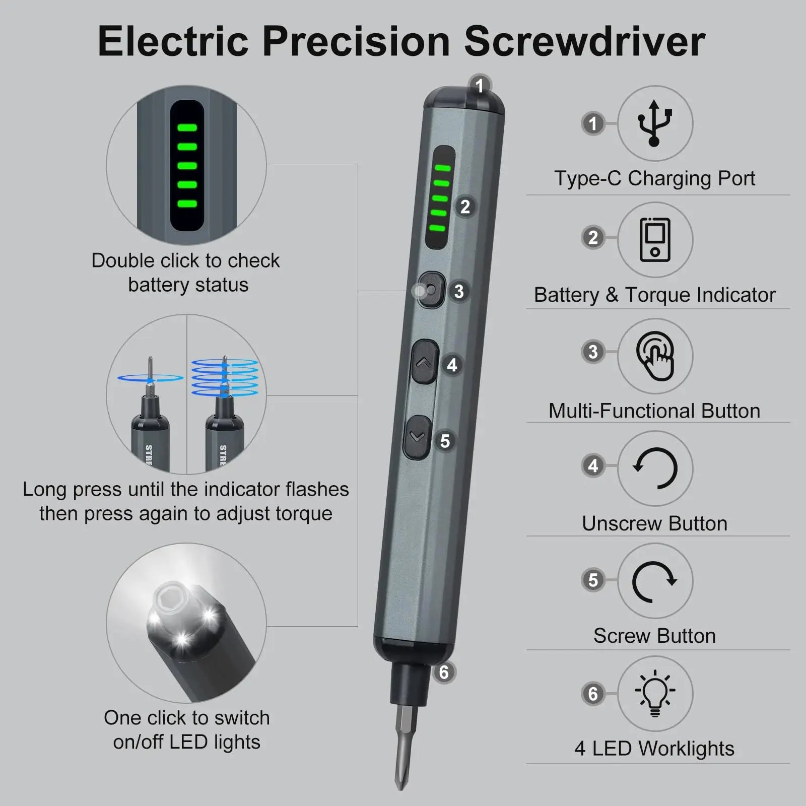 Precision Electric Screwdriver Set 68 in 1 Cordless