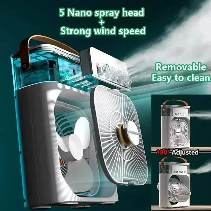 New 3 In 1 Portable Fan AIr Conditioner Household Mini Air Cooler LED Night Light Humidifier Air Adjustment Fan Office Home Fan Elektrofy