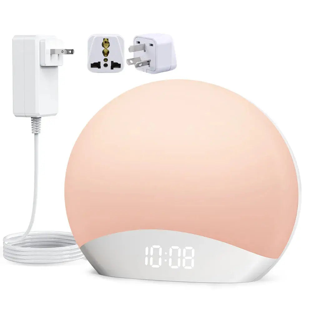 Awakening Wake Up Sunrise Alarm Clock Table Clock Dimmable with 3 Ring 8 Nightlight 26 Sound Sleep Timer Night Light Elektrofy