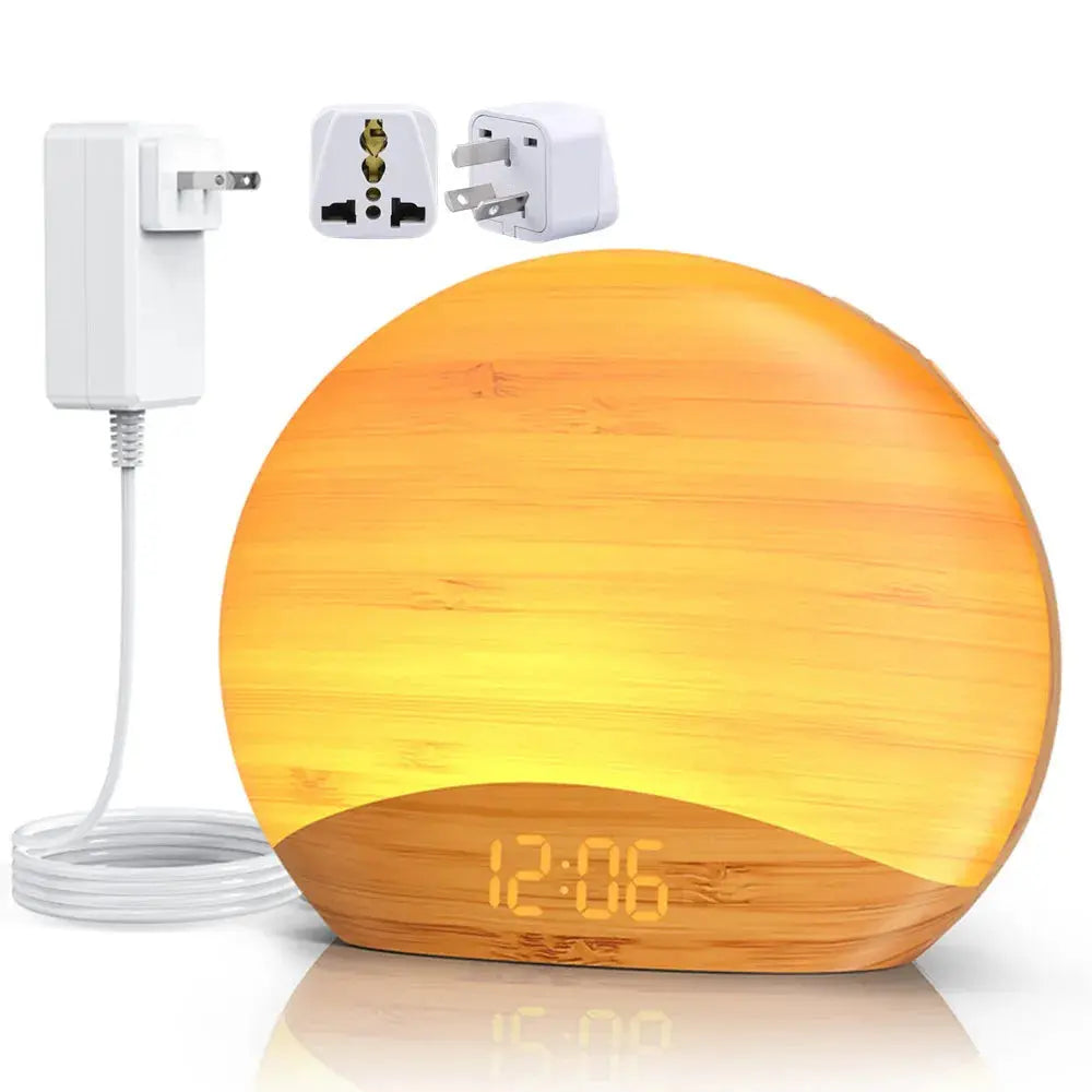 Awakening Wake Up Sunrise Alarm Clock Table Clock Dimmable with 3 Ring 8 Nightlight 26 Sound Sleep Timer Night Light Elektrofy