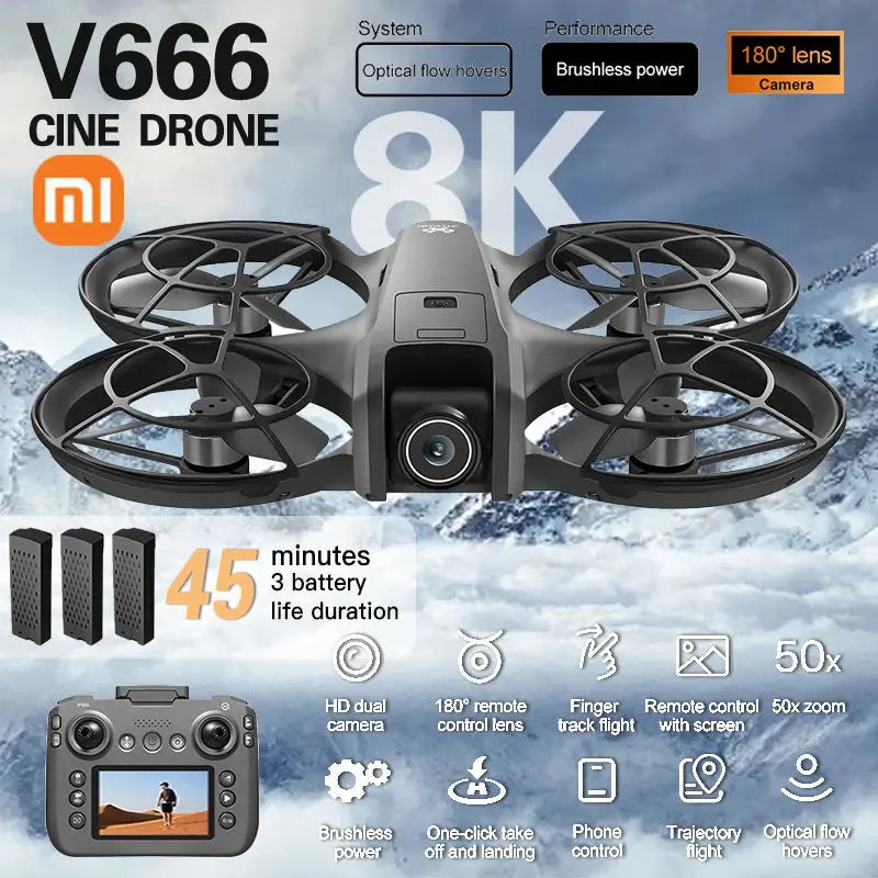 Xiaomi V666 MINI Drone 4K Professional WIFI 5G Dron Obstacle Avoidance Brushless Altitude Headless Mode RC Quadcopter FPV Toys Elektrofy