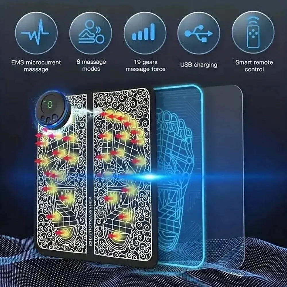 EMS Foot Massager, Pad Remote Controlable Pain Relief Relaxation Foot Massage Pad Muscle Stimulation Improve Blood Circulation Elektrofy