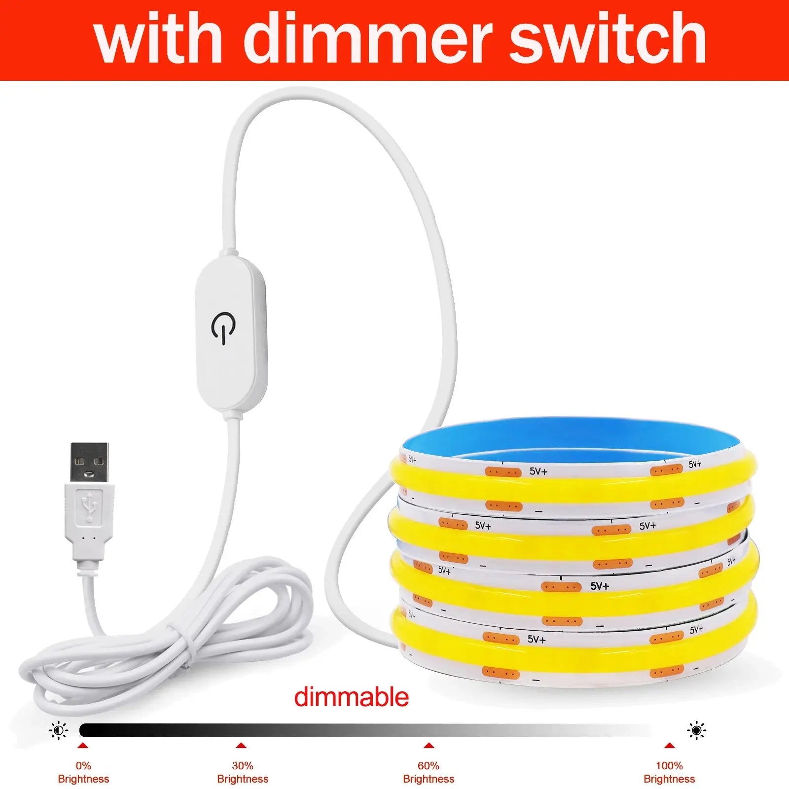 5V COB USB Dimmable LED Strip Elektrofy