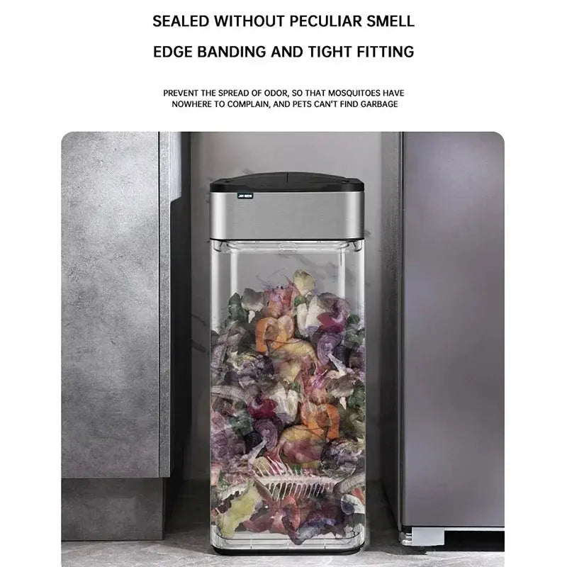 Garbage Bin 60/50/40/30/20/15/9L Large-capacity Stainless Steel Smart Sensor Trash Can Automatic Waste Bins Kitchen Trash Can Elektrofy