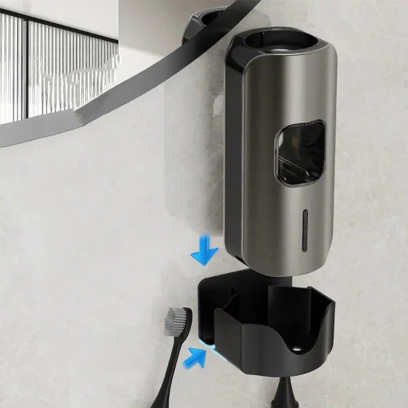 Automatic Toothpastes Dispenser with Toothbrushes Holder Wall Mount 3 Level Electric Toothpastes Squeezer Bathroom Accessory Elektrofy